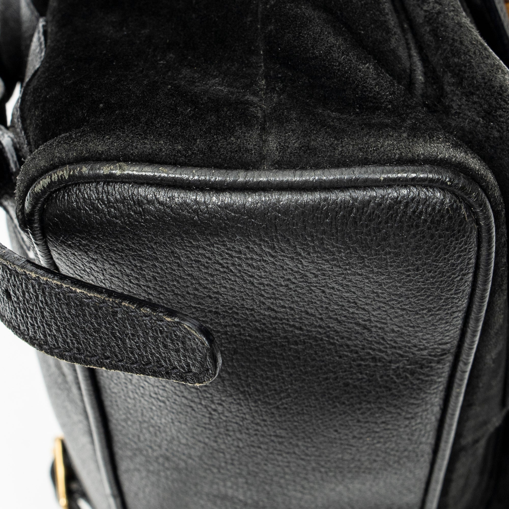 Backpack Large Bamboo Backpack Black Suede Leather