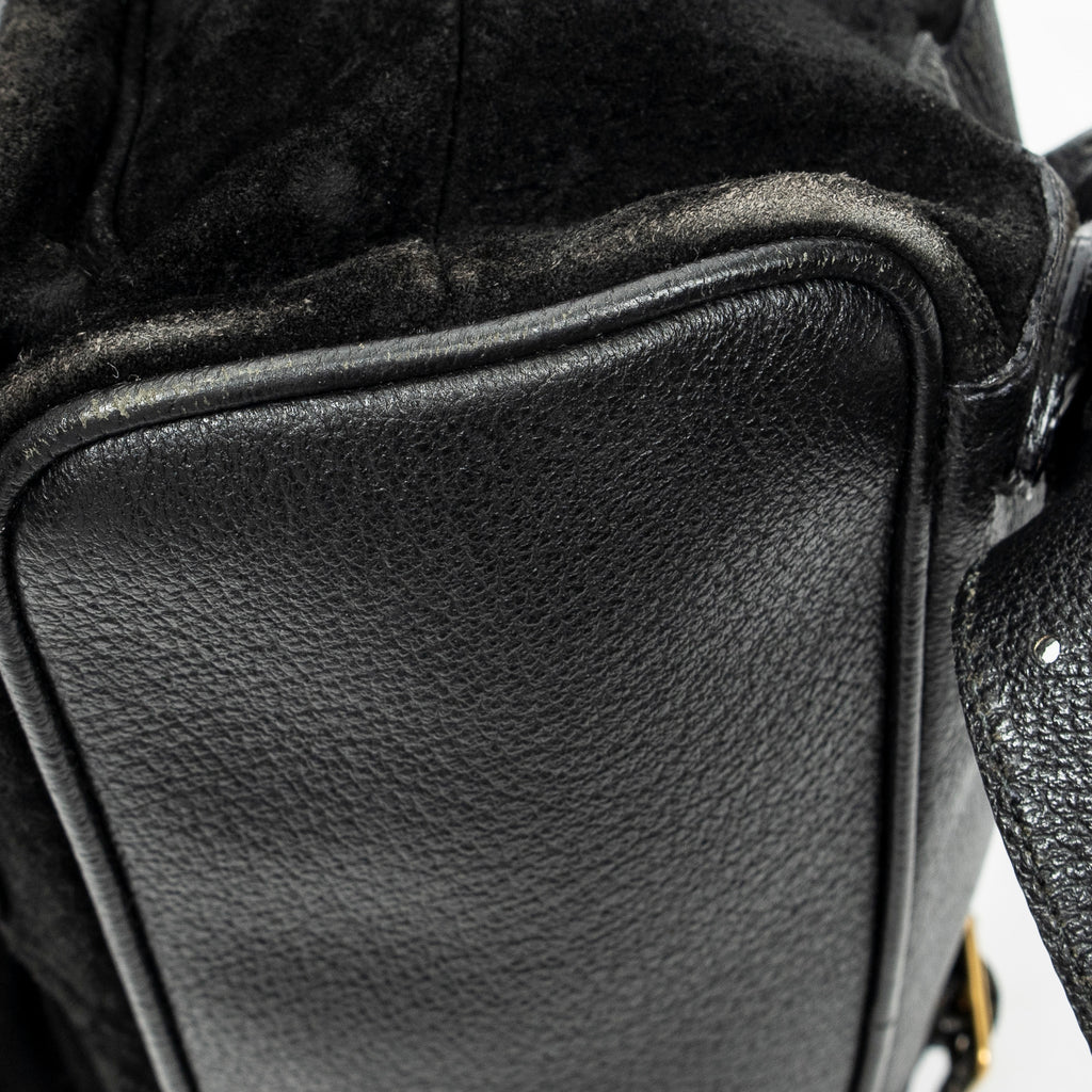 Backpack Large Bamboo Backpack Black Suede Leather