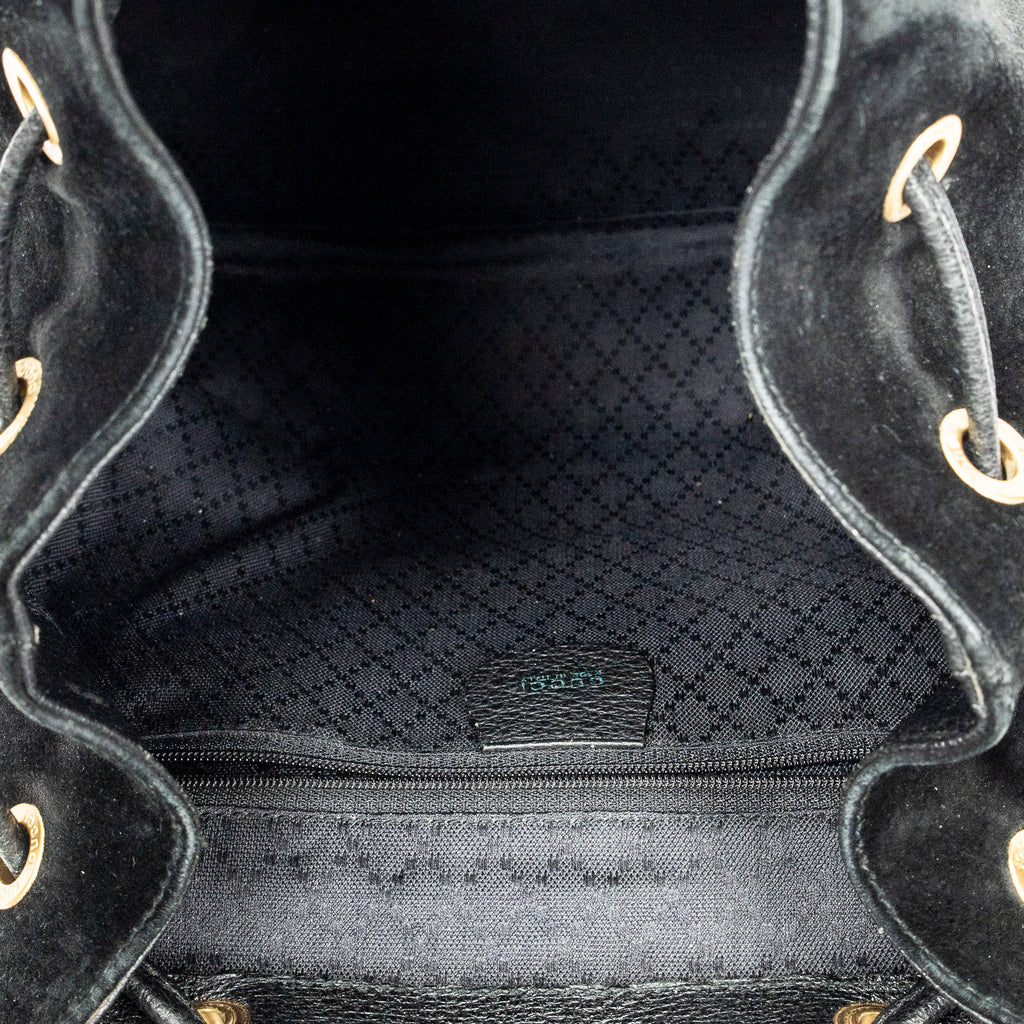 Backpack Large Bamboo Backpack Black Suede Leather