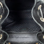 Backpack Large Bamboo Backpack Black Suede Leather