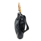 Shoulder Bag Bamboo Top Handle Hobo Black Monogrammed Canvas