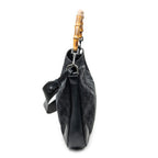 Shoulder Bag Bamboo Top Handle Hobo Black Monogrammed Canvas