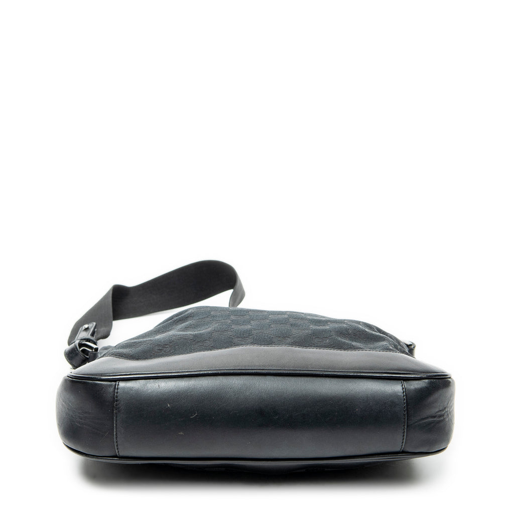 Shoulder Bag Bamboo Top Handle Hobo Black Monogrammed Canvas
