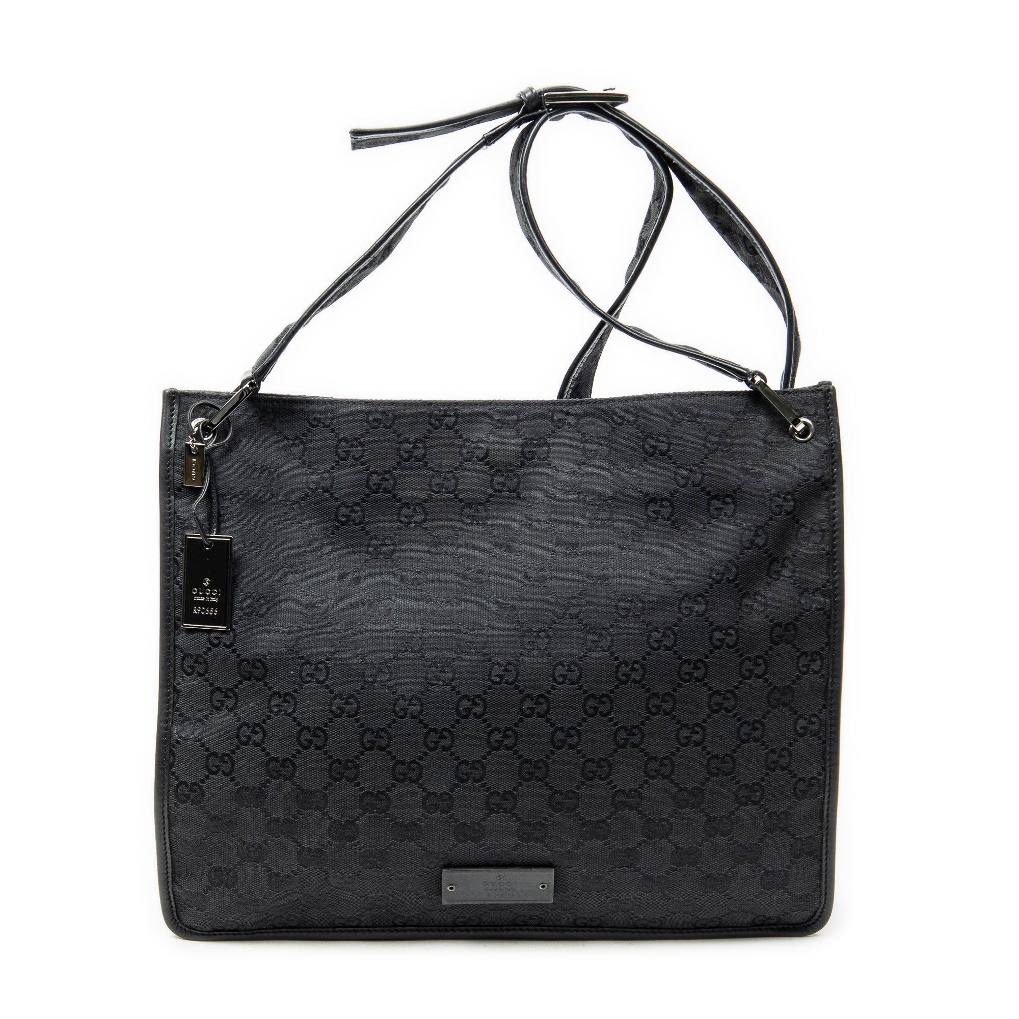 Shoulder Bag Medium Flat Messenger Black Monogrammed Canvas