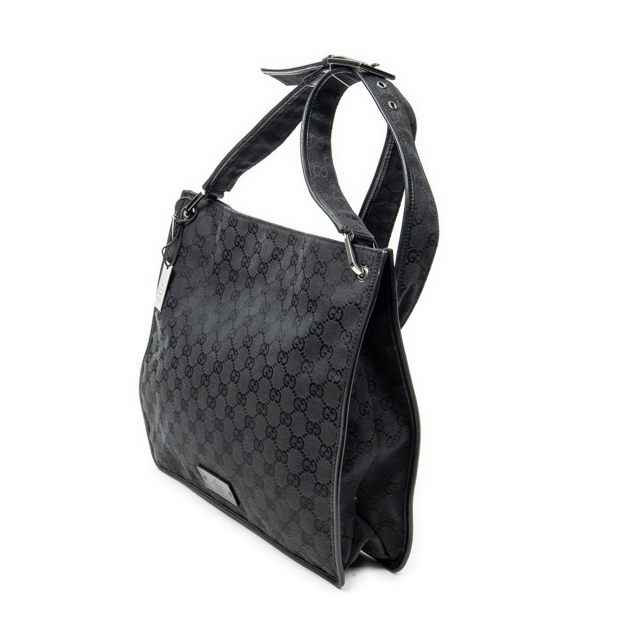 Shoulder Bag Medium Flat Messenger Black Monogrammed Canvas