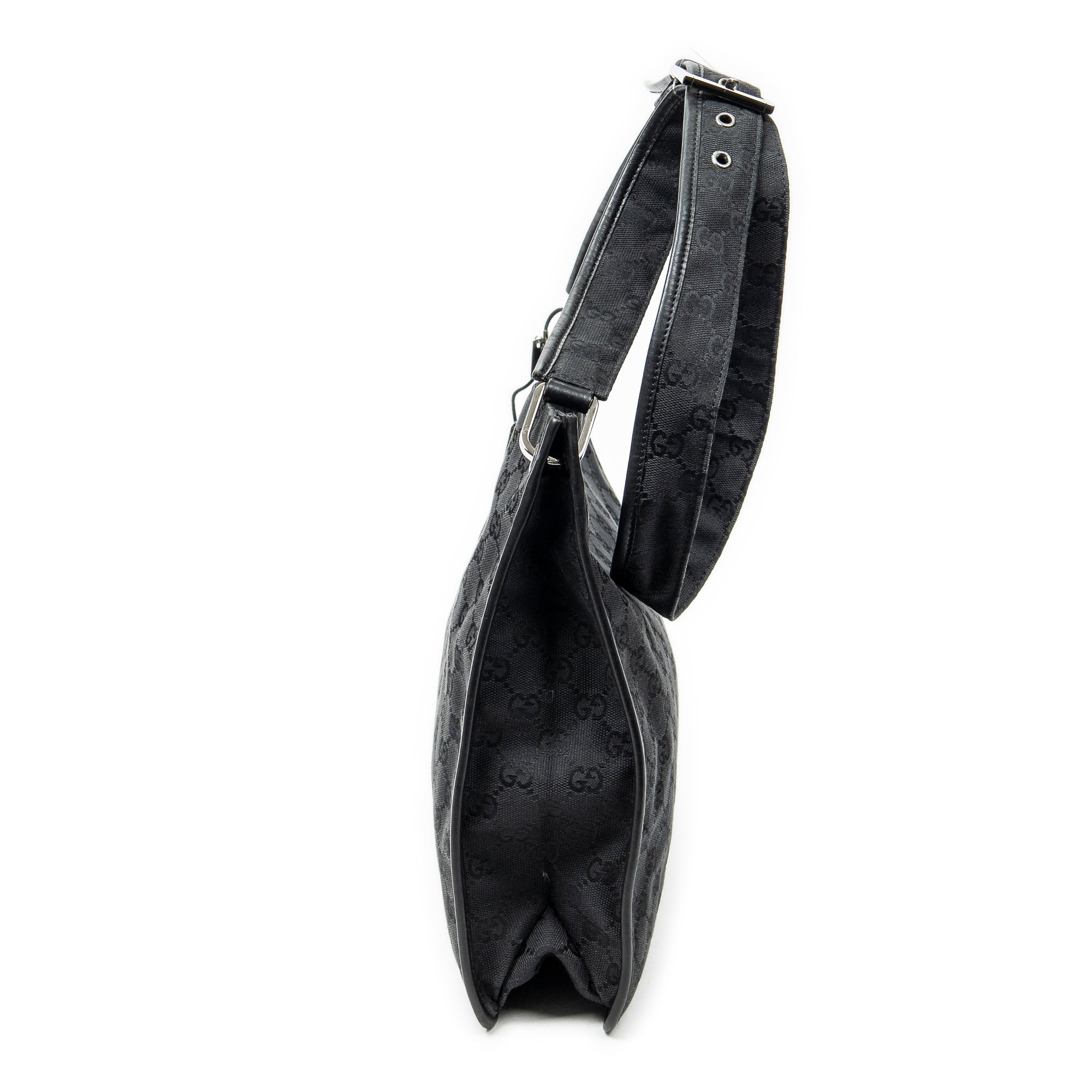 Shoulder Bag Medium Flat Messenger Black Monogrammed Canvas