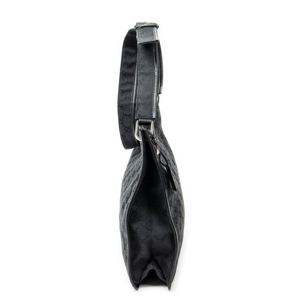 Shoulder Bag Medium Flat Messenger Black Monogrammed Canvas