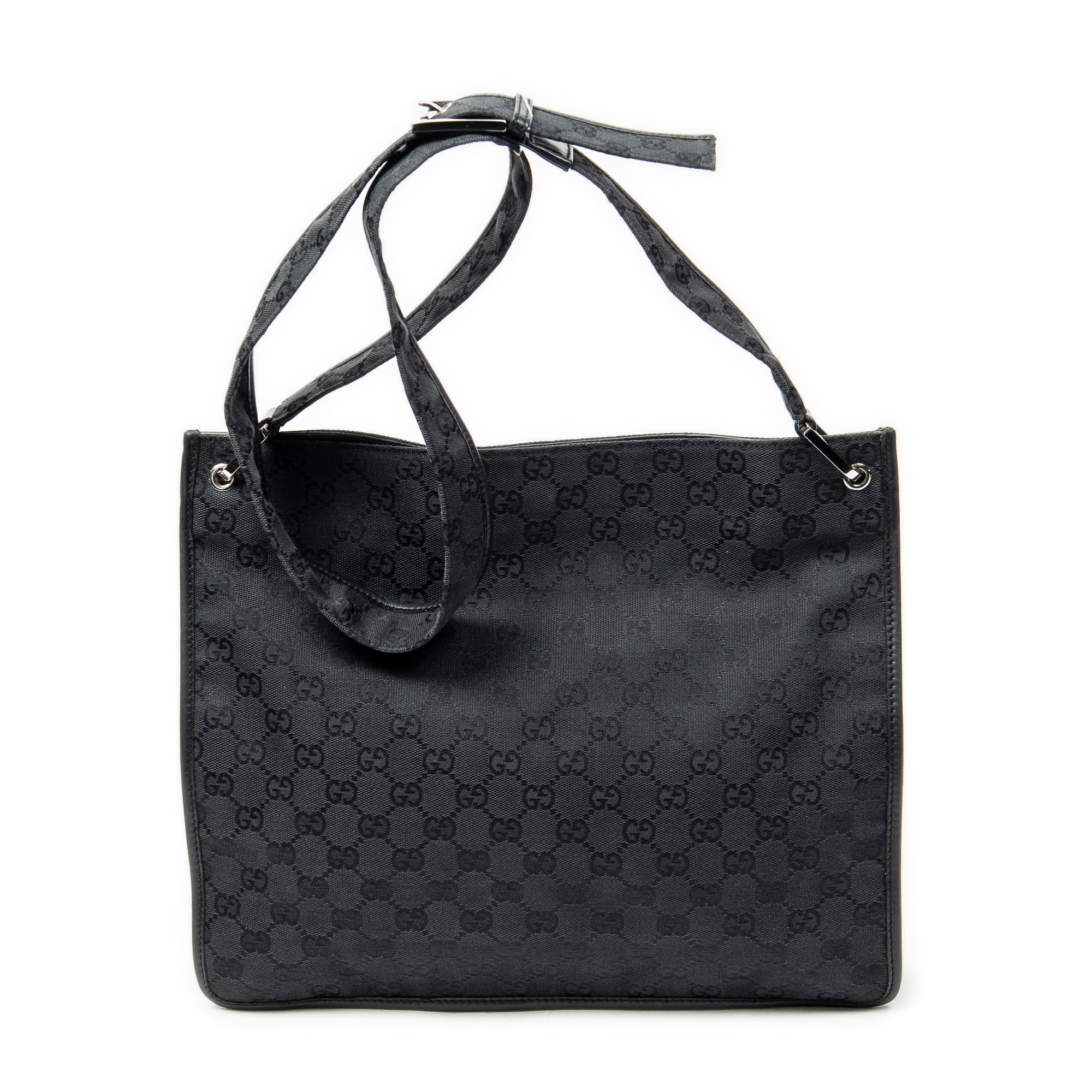 Shoulder Bag Medium Flat Messenger Black Monogrammed Canvas