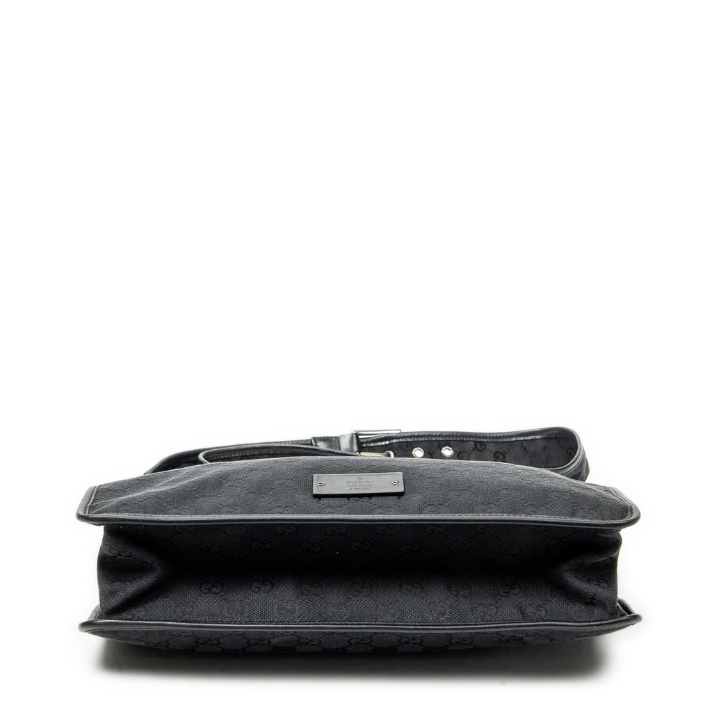 Shoulder Bag Medium Flat Messenger Black Monogrammed Canvas