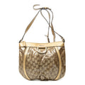 Shoulder Bag D Ring Messenger Gold Crystal Coated Canvas