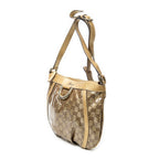 Shoulder Bag D Ring Messenger Gold Crystal Coated Canvas
