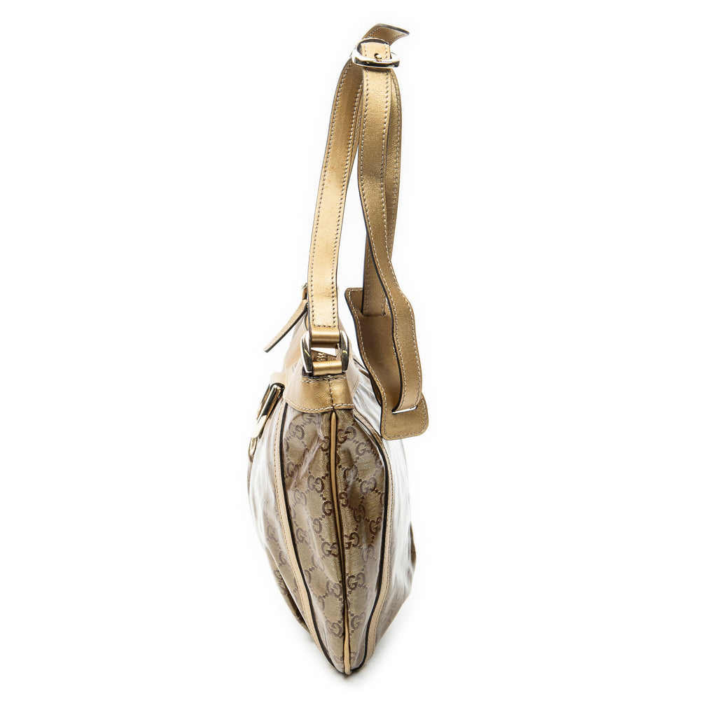 Shoulder Bag D Ring Messenger Gold Crystal Coated Canvas