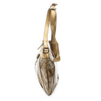 Shoulder Bag D Ring Messenger Gold Crystal Coated Canvas