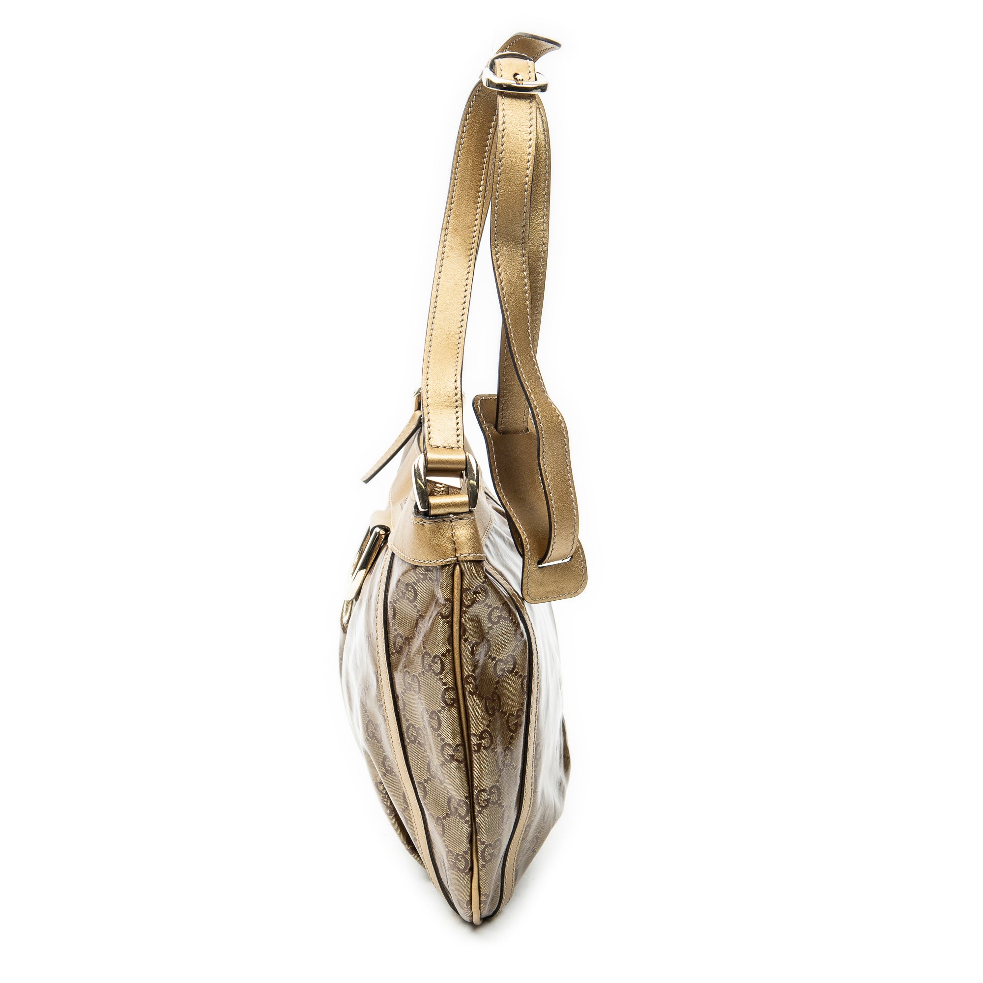 Shoulder Bag D Ring Messenger Gold Crystal Coated Canvas