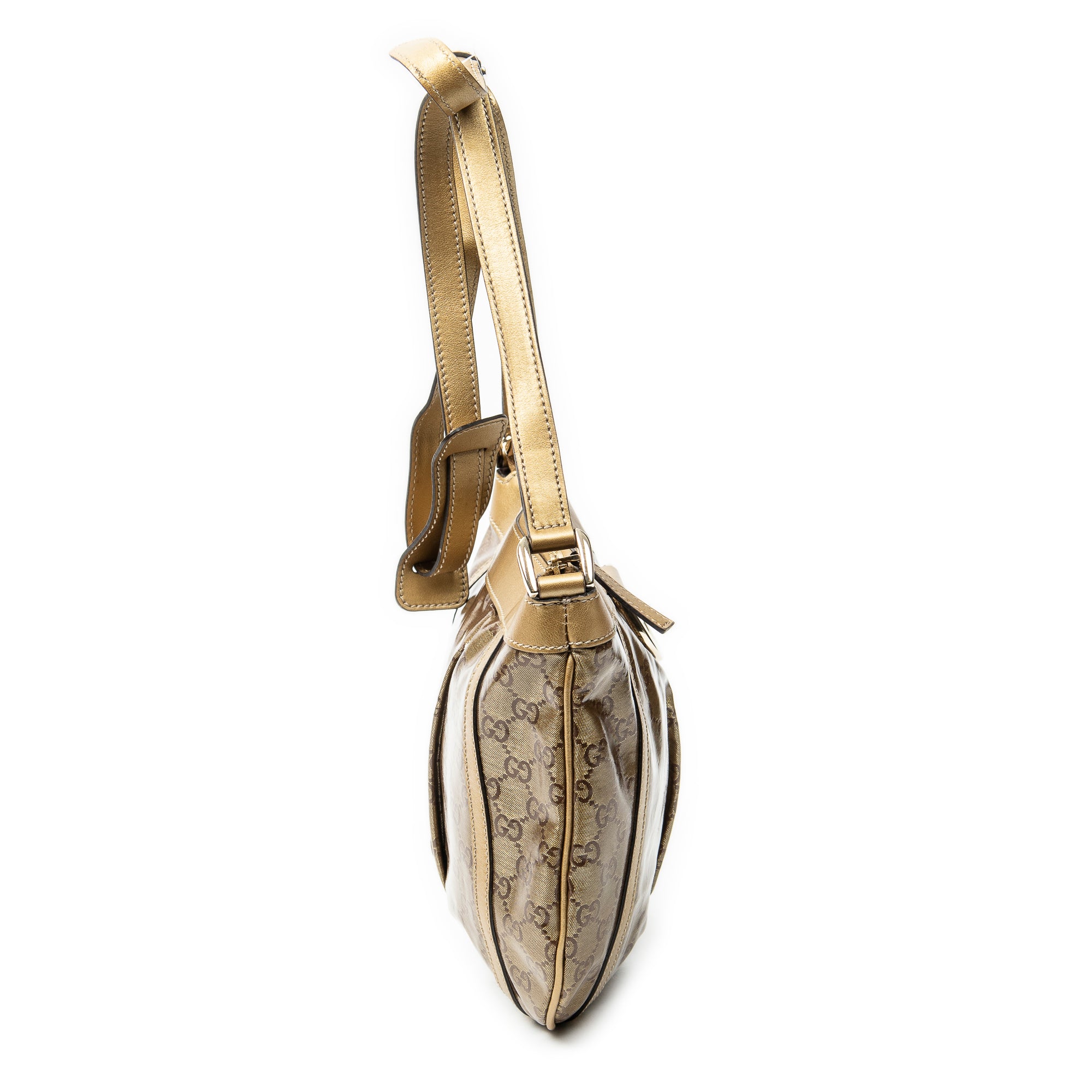 Shoulder Bag D Ring Messenger Gold Crystal Coated Canvas