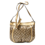 Shoulder Bag D Ring Messenger Gold Crystal Coated Canvas