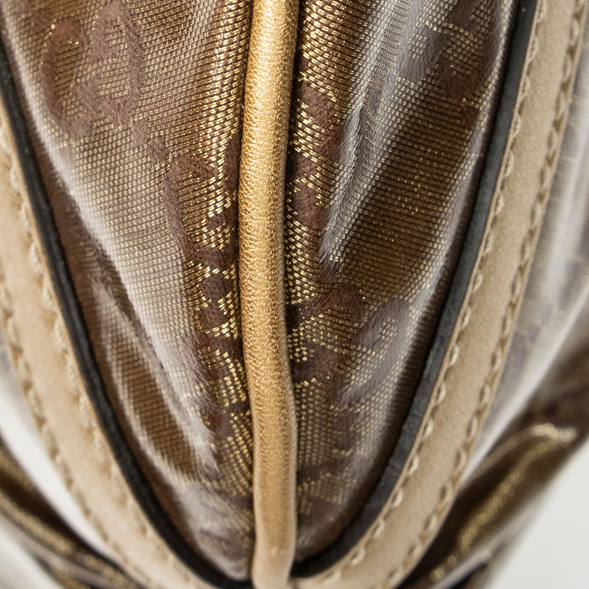 Shoulder Bag D Ring Messenger Gold Crystal Coated Canvas