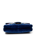 Shoulder Bag Medium GG Marmont Flap Royal Blue Embroidered Velvet Canvas