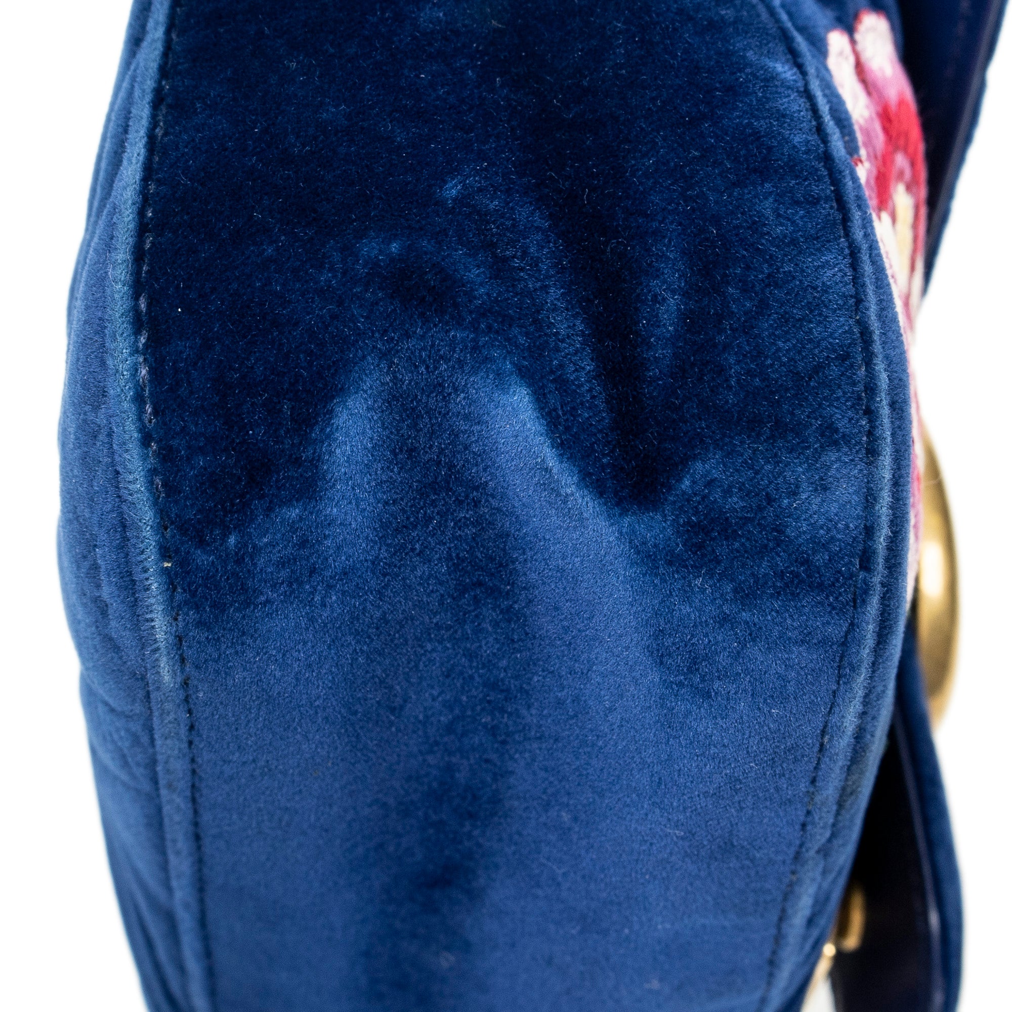 Shoulder Bag Medium GG Marmont Flap Royal Blue Embroidered Velvet Canvas