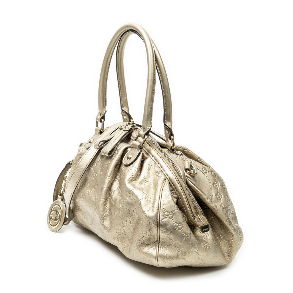 Shoulder Bag Medium Sukey Boston Gold Guccissima Leather