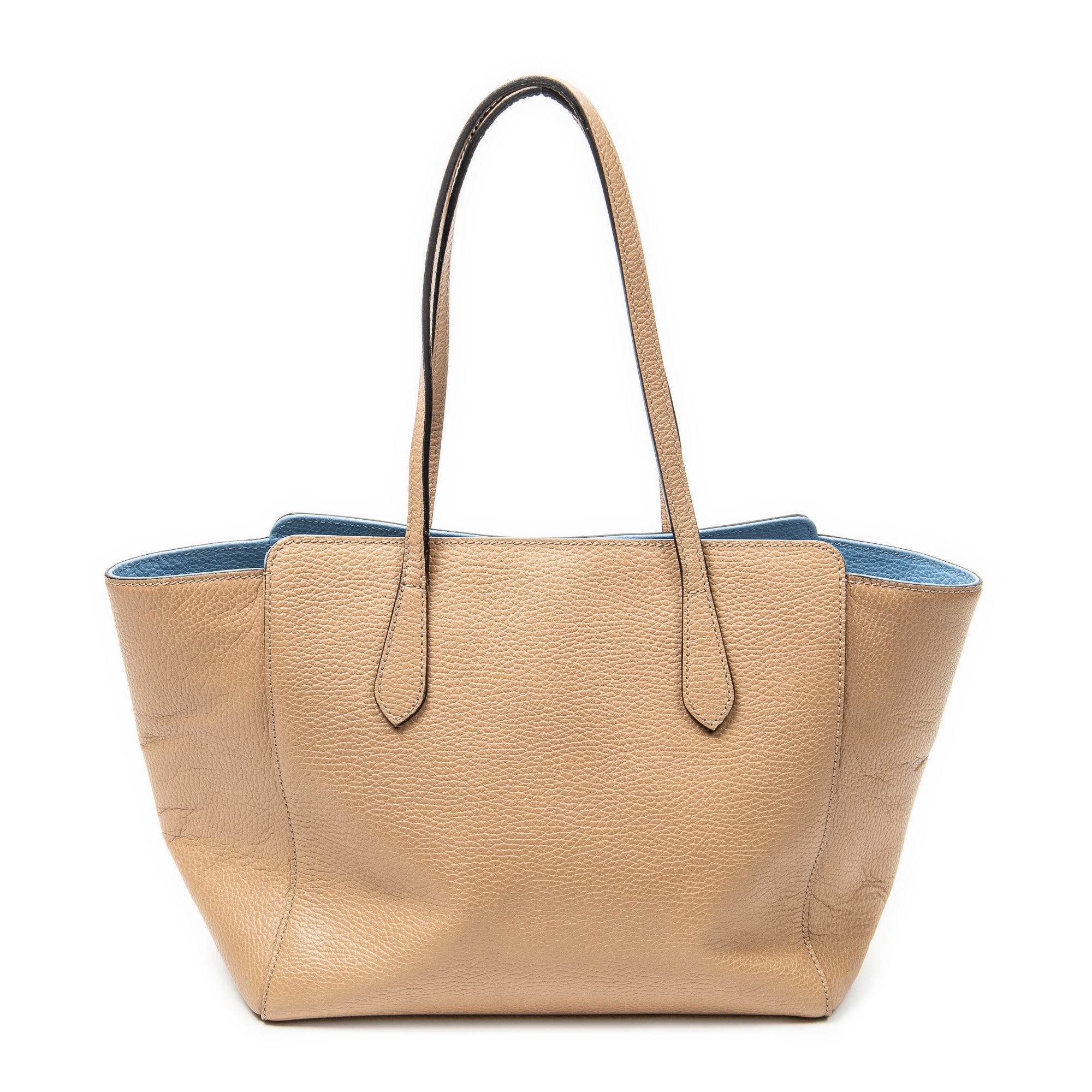 Shoulder Bag Small Swing Tote Beige Grained Calfskin Leather