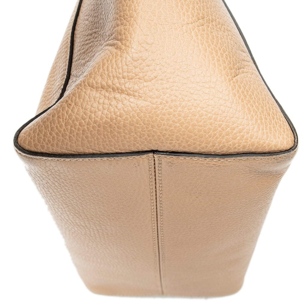 Shoulder Bag Small Swing Tote Beige Grained Calfskin Leather