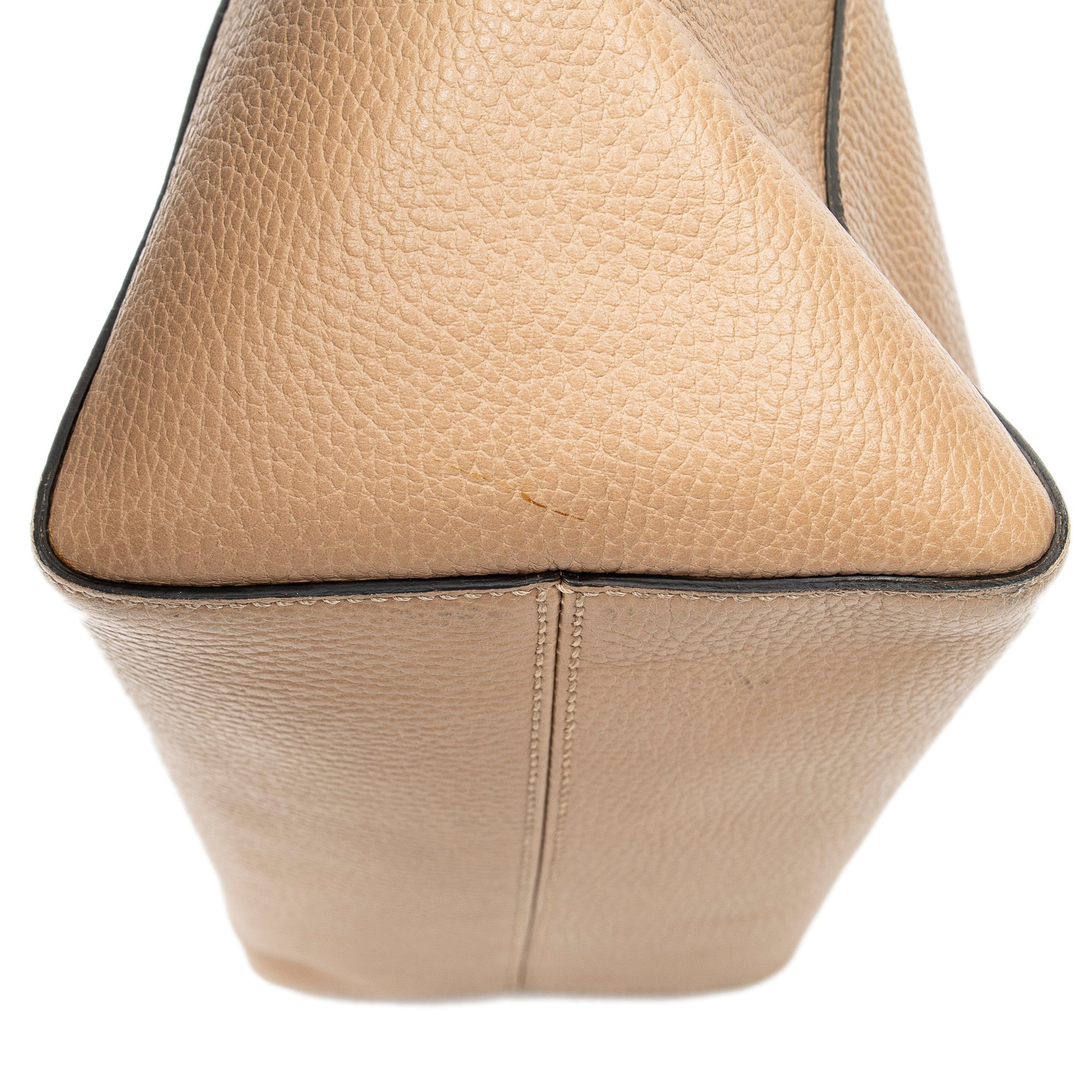 Shoulder Bag Small Swing Tote Beige Grained Calfskin Leather