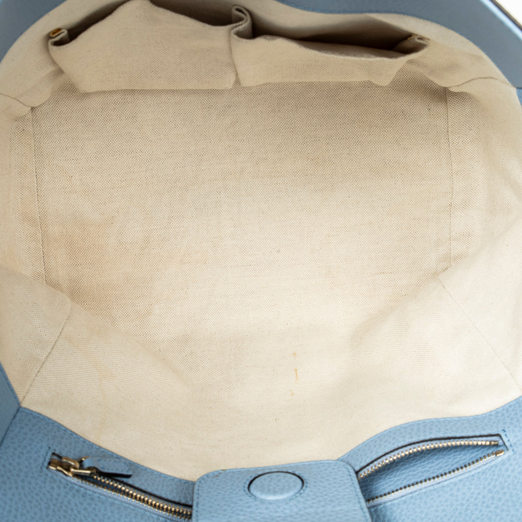 Shoulder Bag Small Swing Tote Beige Grained Calfskin Leather