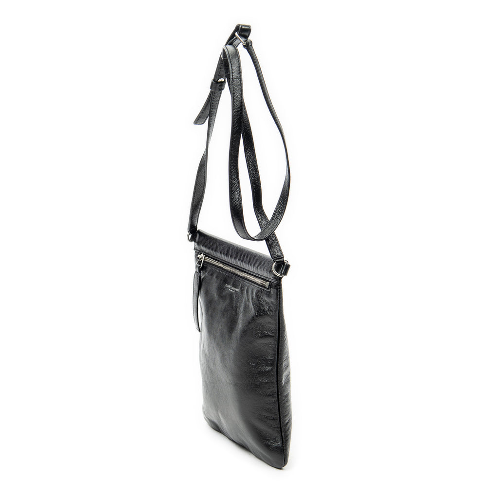 Shoulder Bag Flat Sid Crossbody Black Calfskin Leather