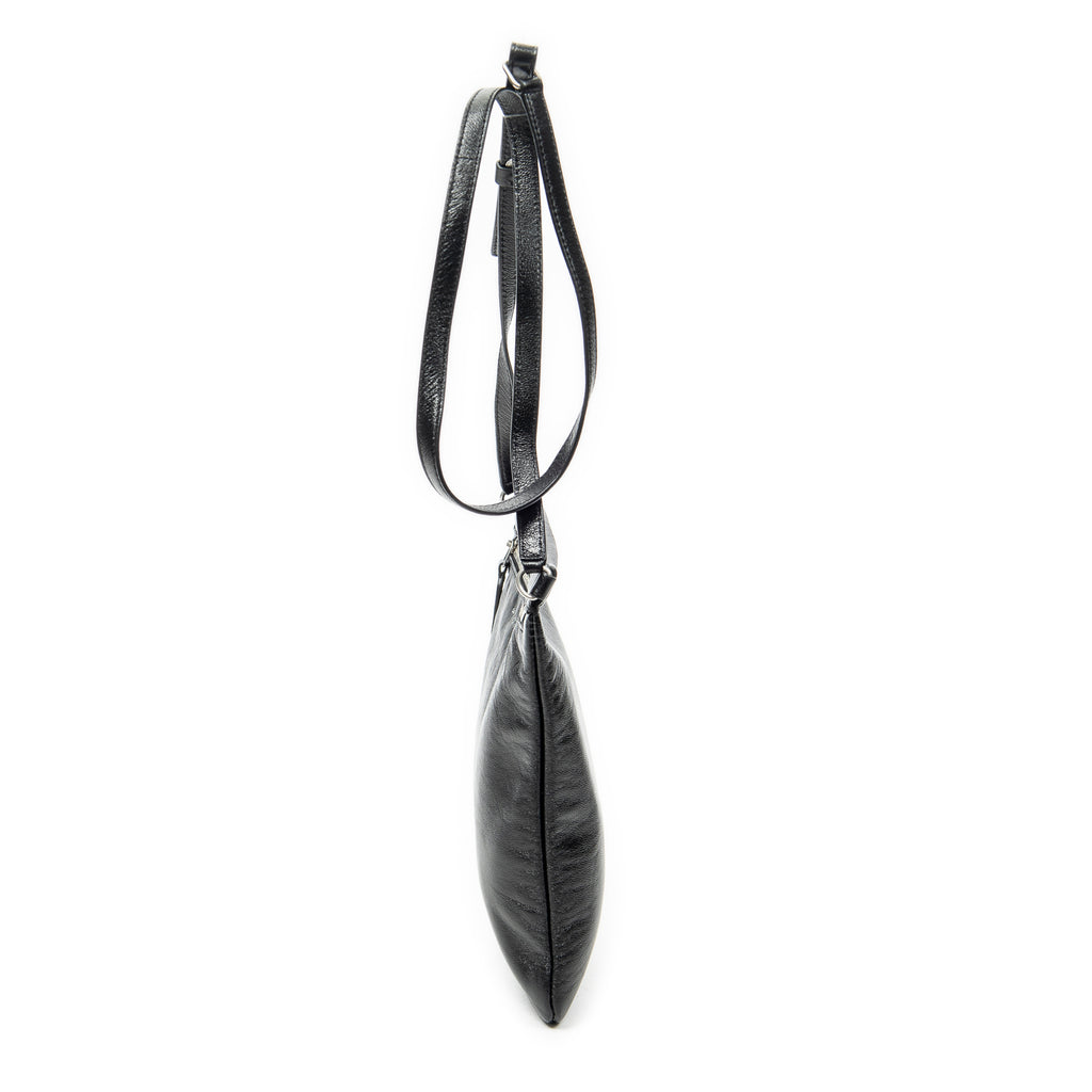 Shoulder Bag Flat Sid Crossbody Black Calfskin Leather