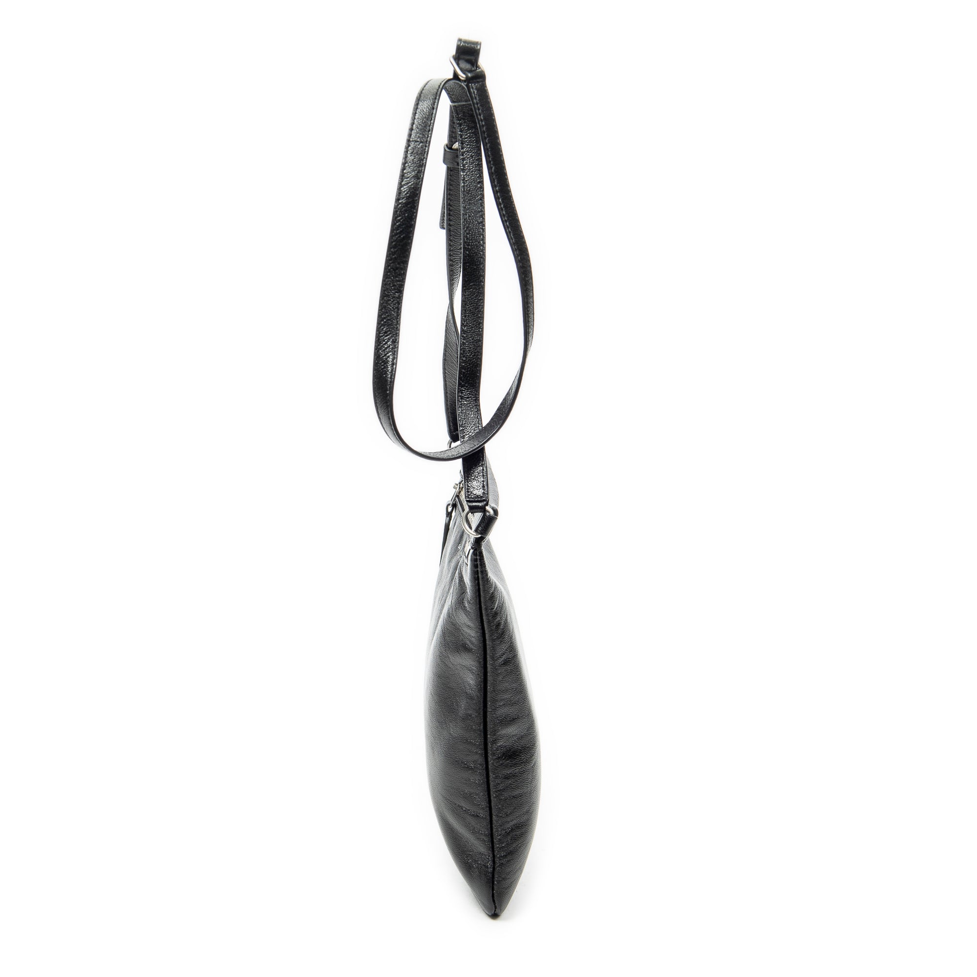 Shoulder Bag Flat Sid Crossbody Black Calfskin Leather