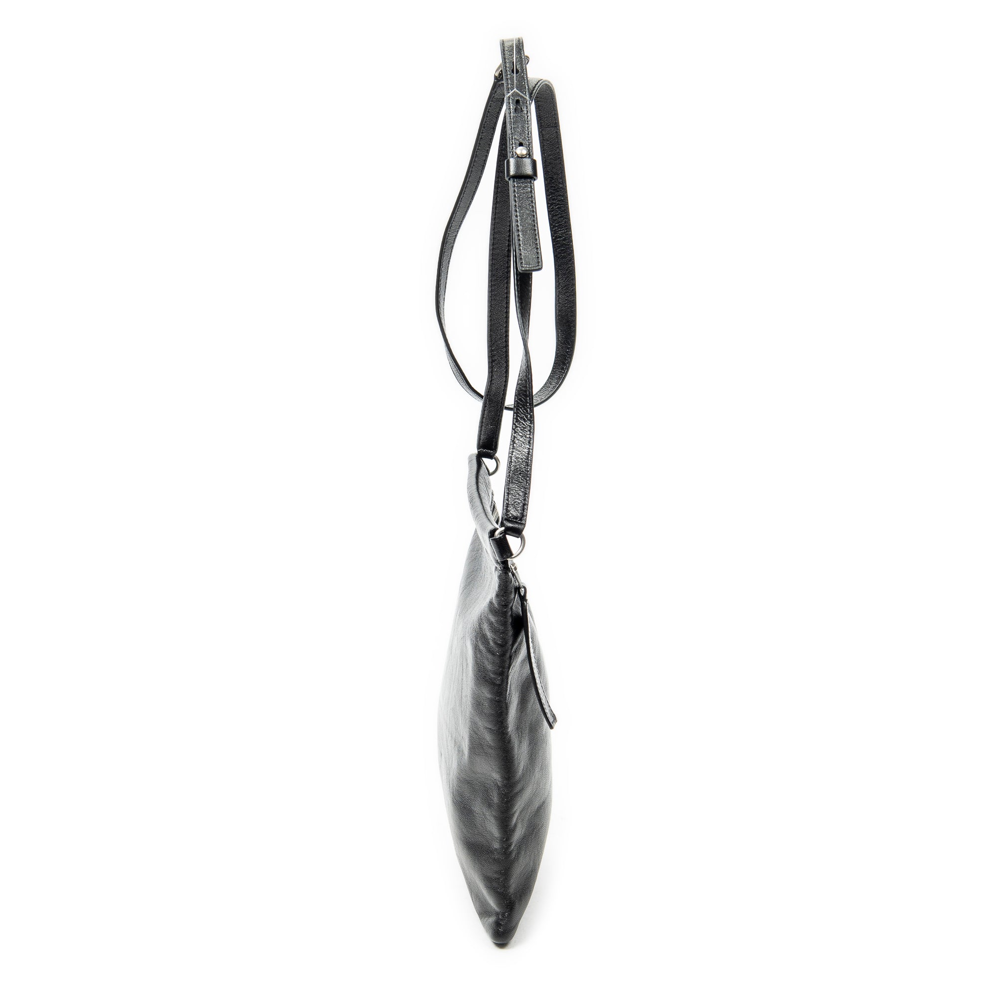 Shoulder Bag Flat Sid Crossbody Black Calfskin Leather