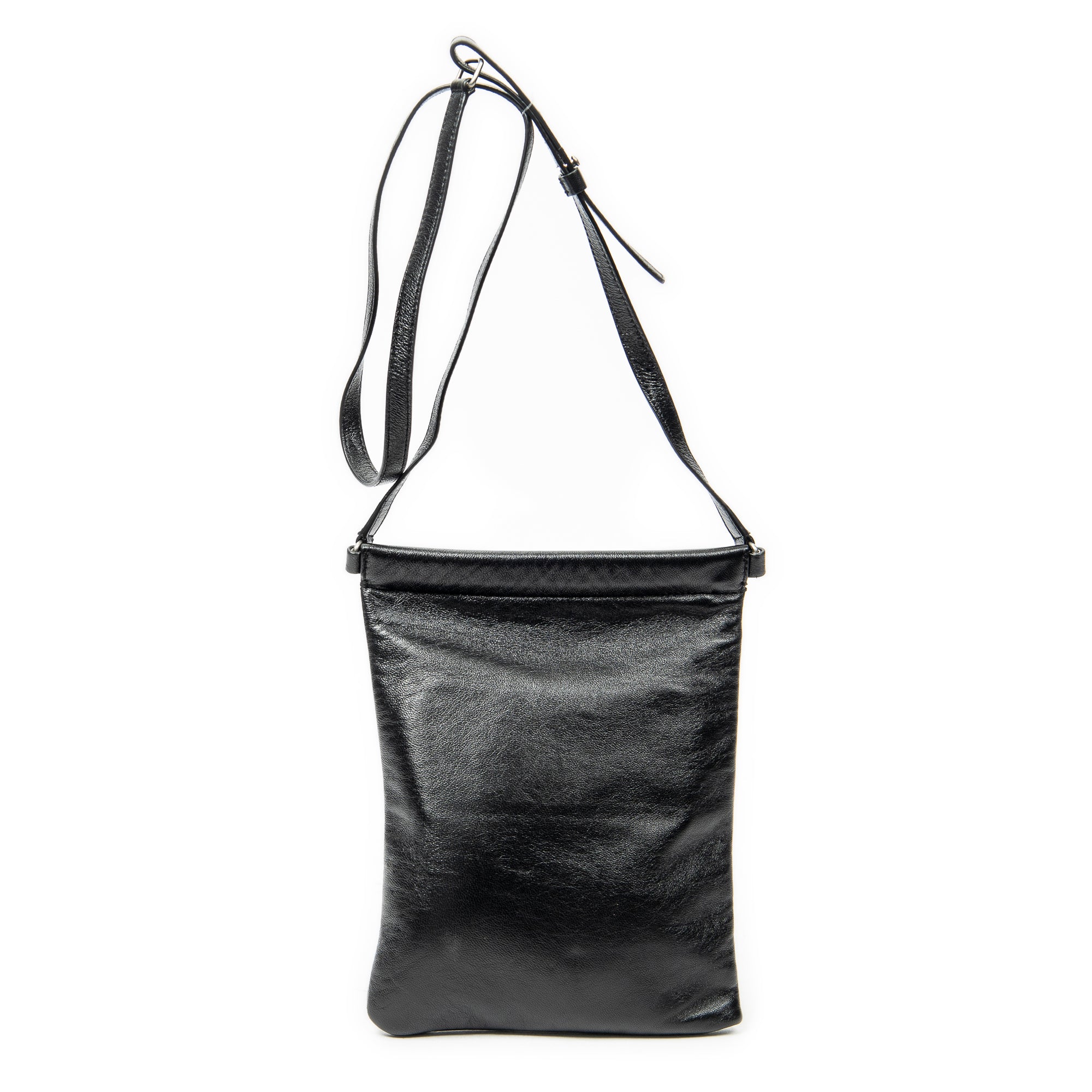 Shoulder Bag Flat Sid Crossbody Black Calfskin Leather