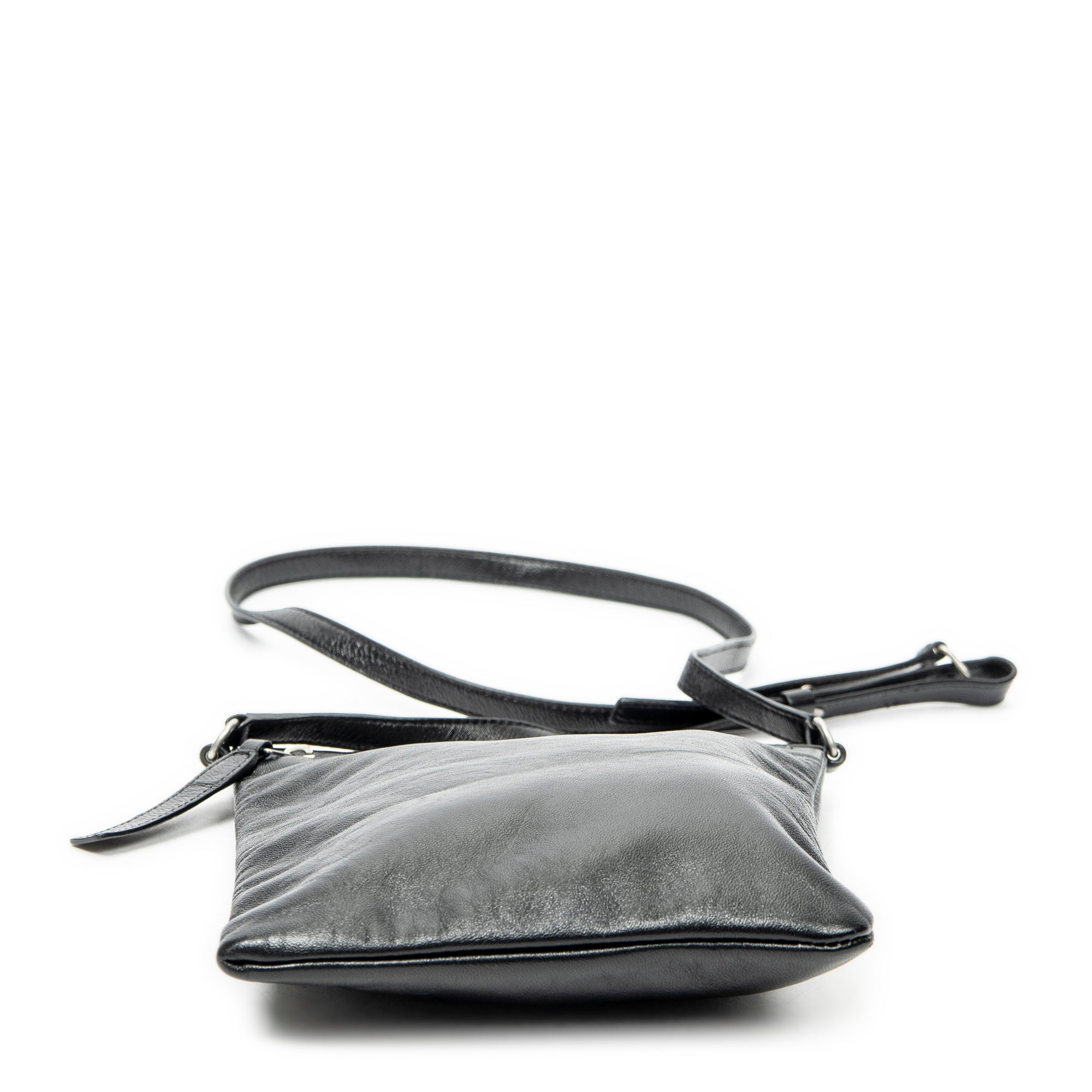 Shoulder Bag Flat Sid Crossbody Black Calfskin Leather