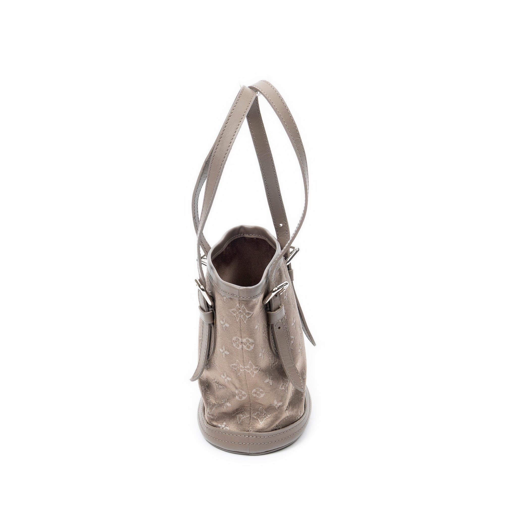 Handbag Micro Mini Bucket Taupe Monogram Satin