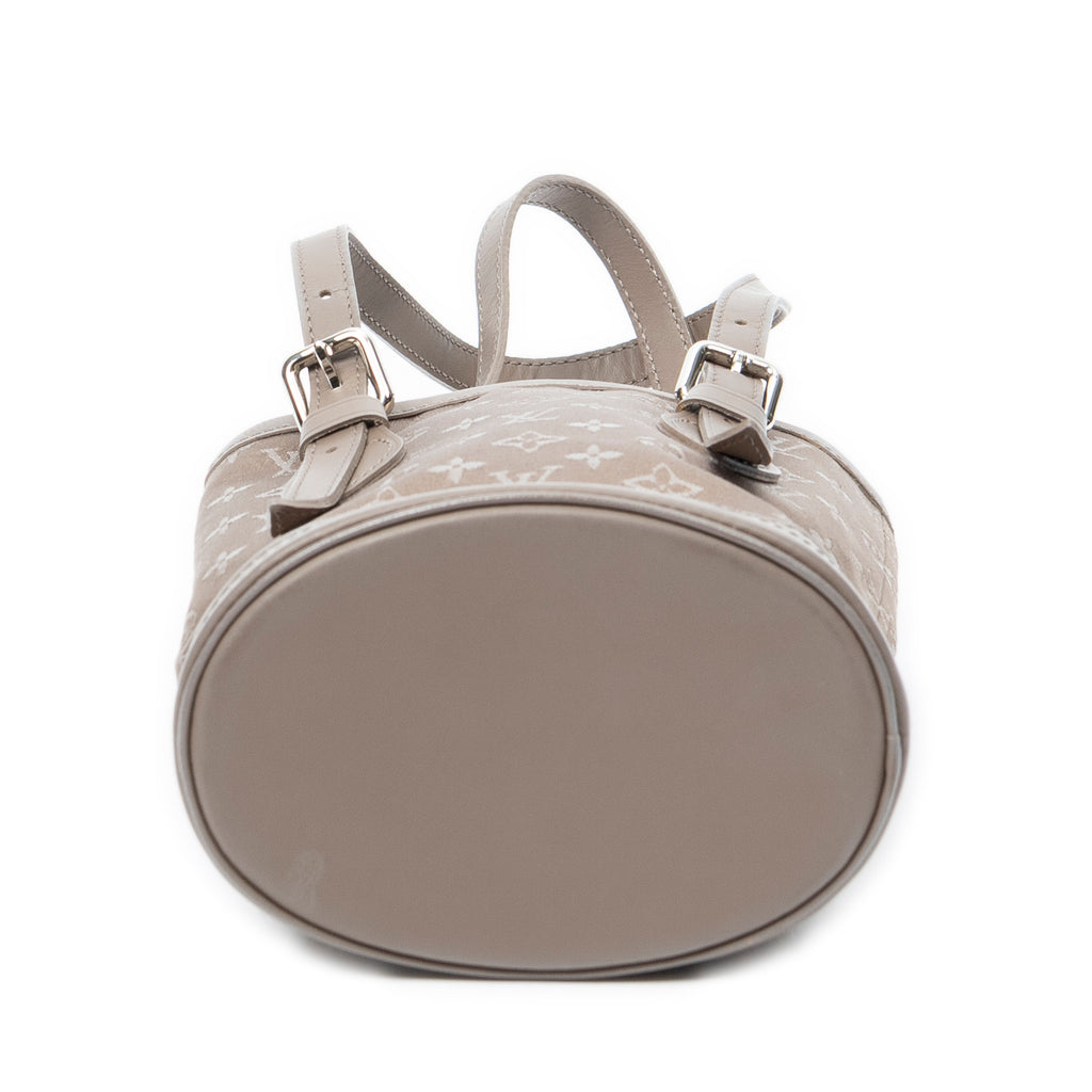 Handbag Micro Mini Bucket Taupe Monogram Satin