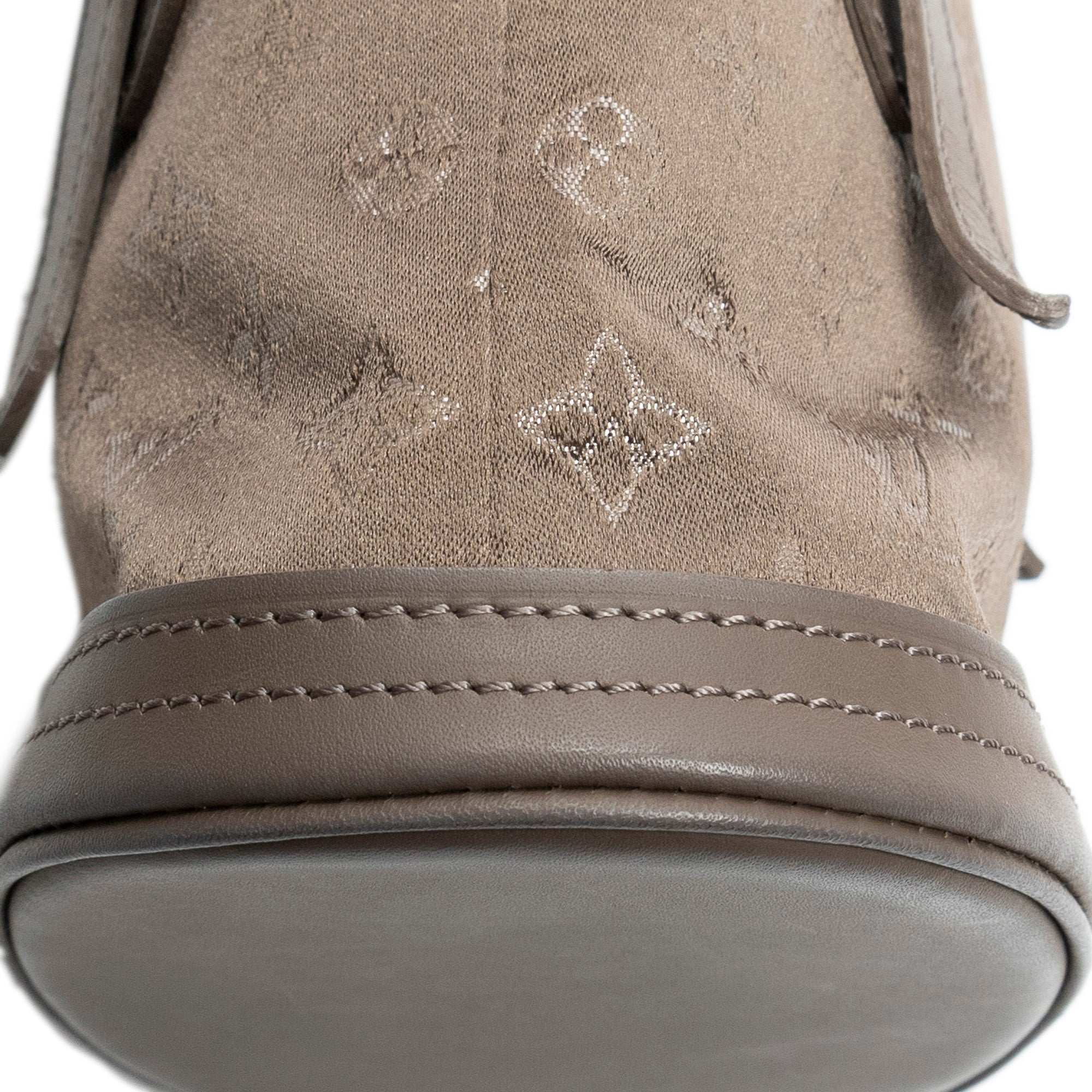 Handbag Micro Mini Bucket Taupe Monogram Satin