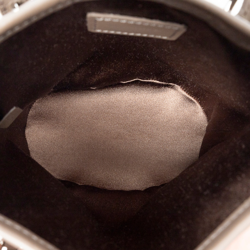 Handbag Micro Mini Bucket Taupe Monogram Satin
