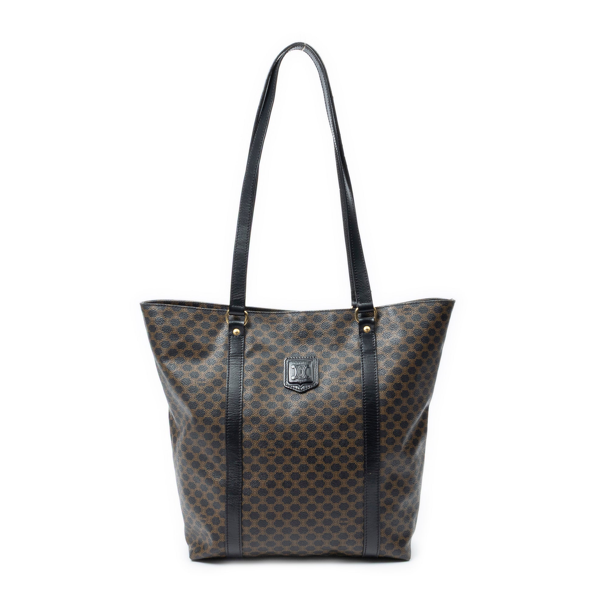 Shoulder Bag Vertical Shopping Tote Brown Macadam Coated Canvas