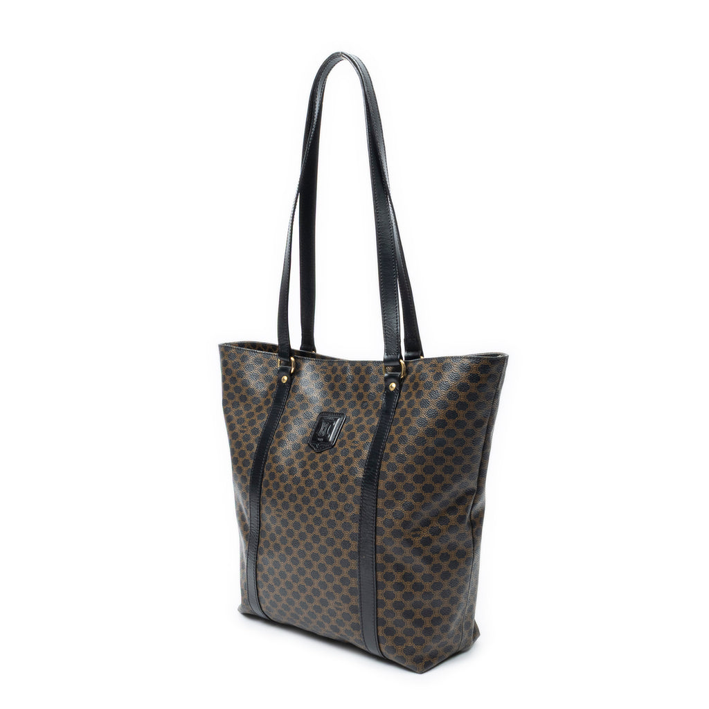Shoulder Bag Vertical Shopping Tote Brown Macadam Coated Canvas