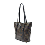 Shoulder Bag Vertical Shopping Tote Brown Macadam Coated Canvas