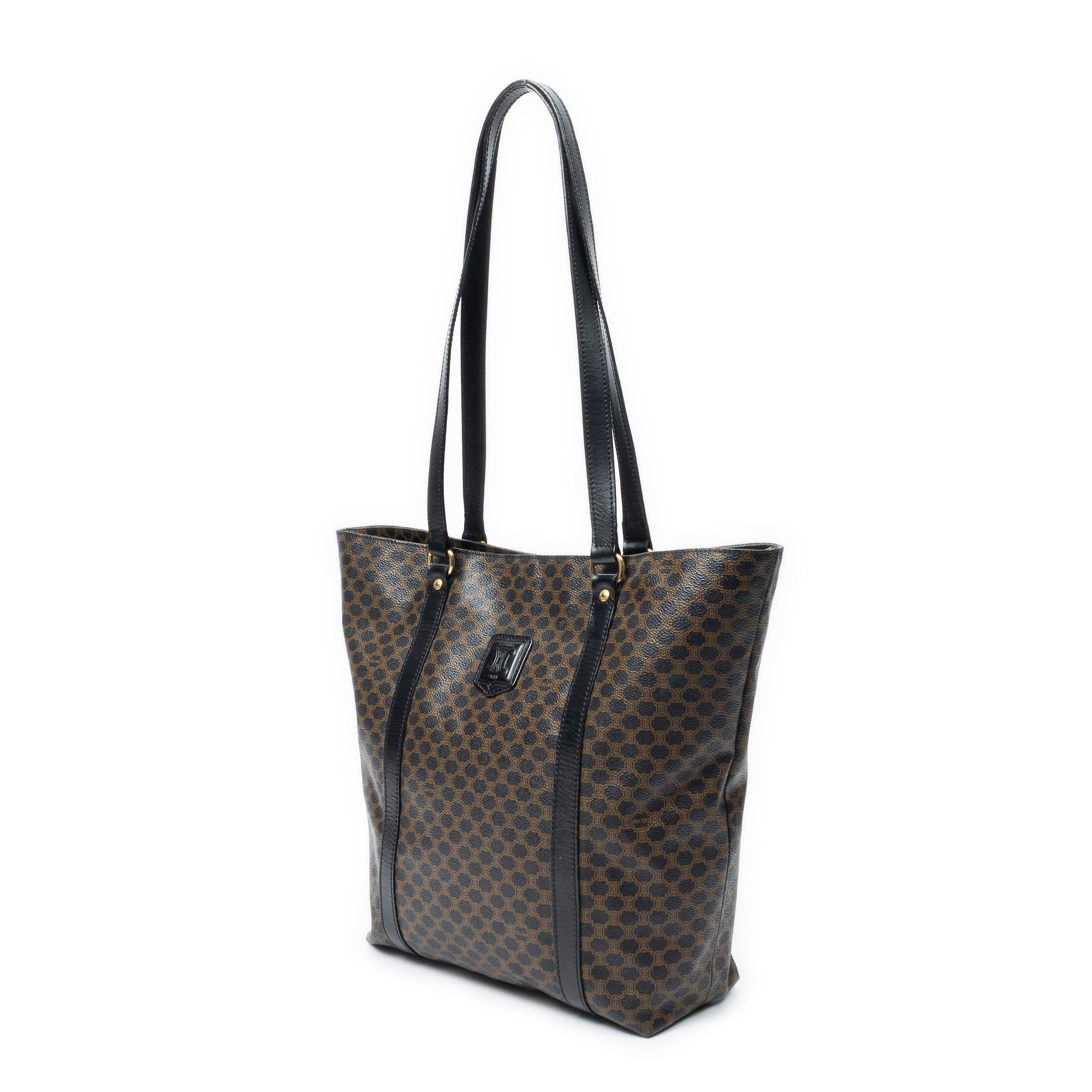 Shoulder Bag Vertical Shopping Tote Brown Macadam Coated Canvas