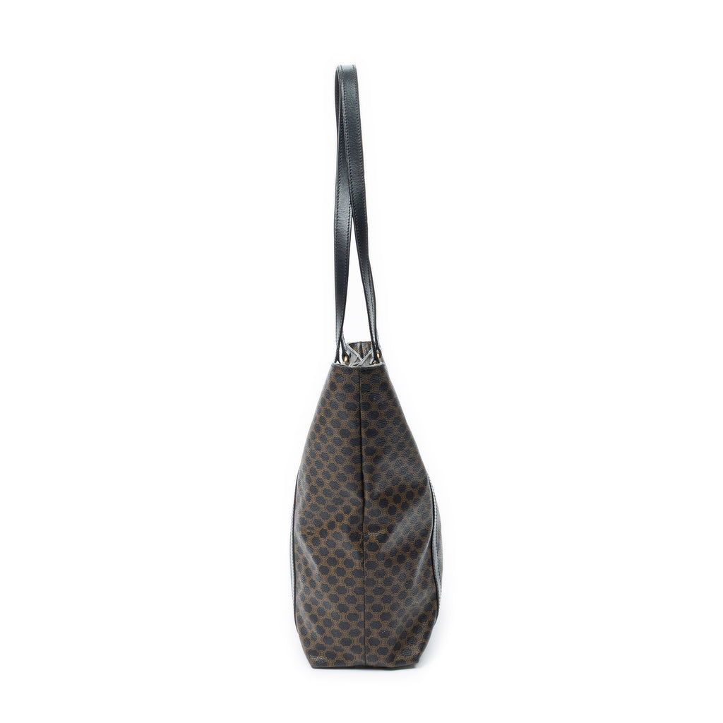 Shoulder Bag Vertical Shopping Tote Brown Macadam Coated Canvas