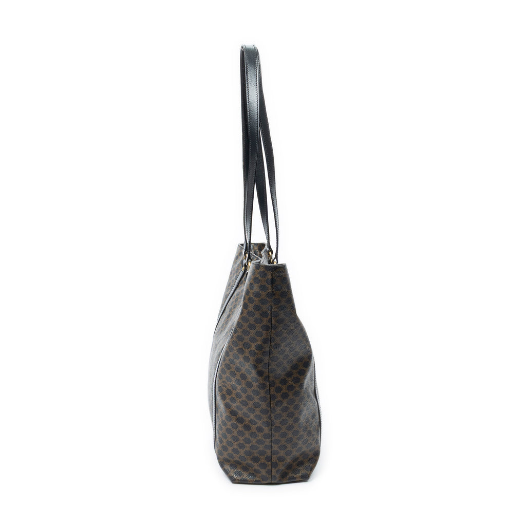 Shoulder Bag Vertical Shopping Tote Brown Macadam Coated Canvas