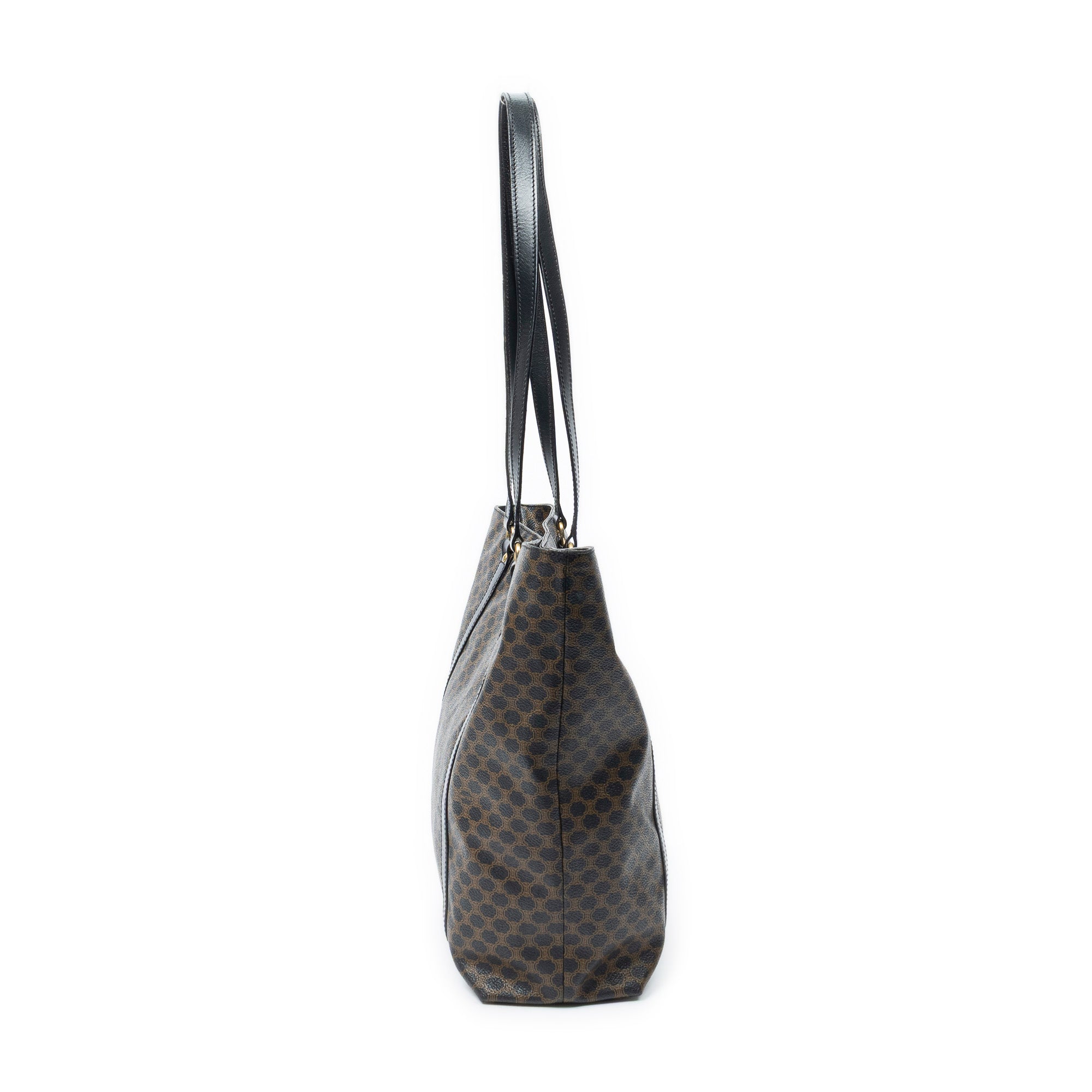 Shoulder Bag Vertical Shopping Tote Brown Macadam Coated Canvas