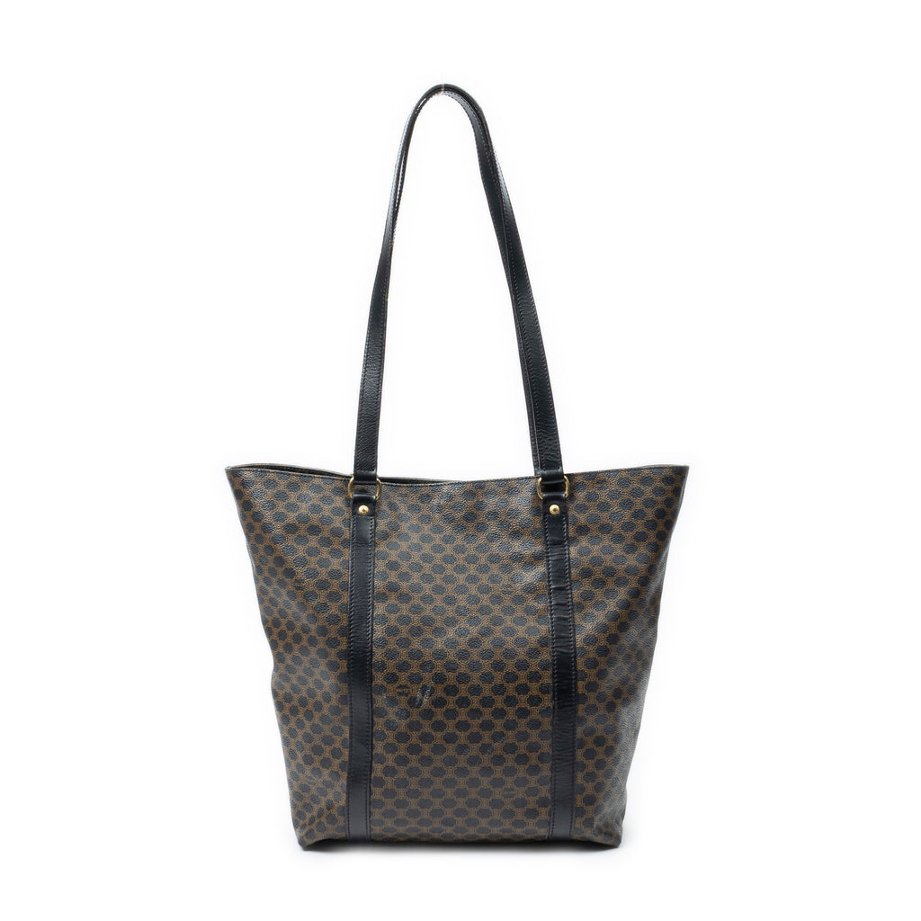 Shoulder Bag Vertical Shopping Tote Brown Macadam Coated Canvas