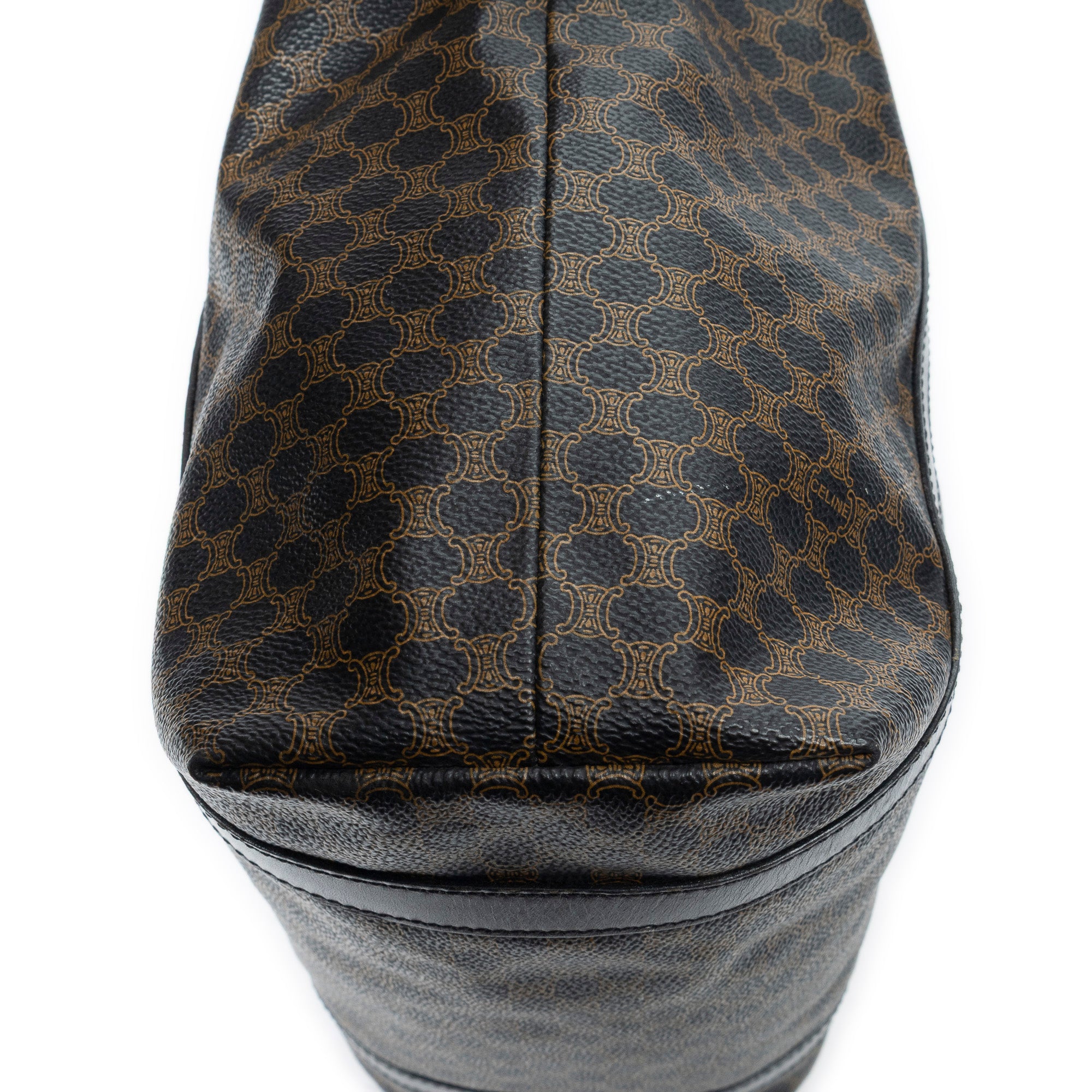 Shoulder Bag Vertical Shopping Tote Brown Macadam Coated Canvas