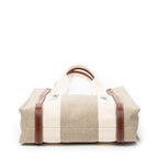 Shoulder Bag Large Woody Vertical Tote Beige Woven Canvas