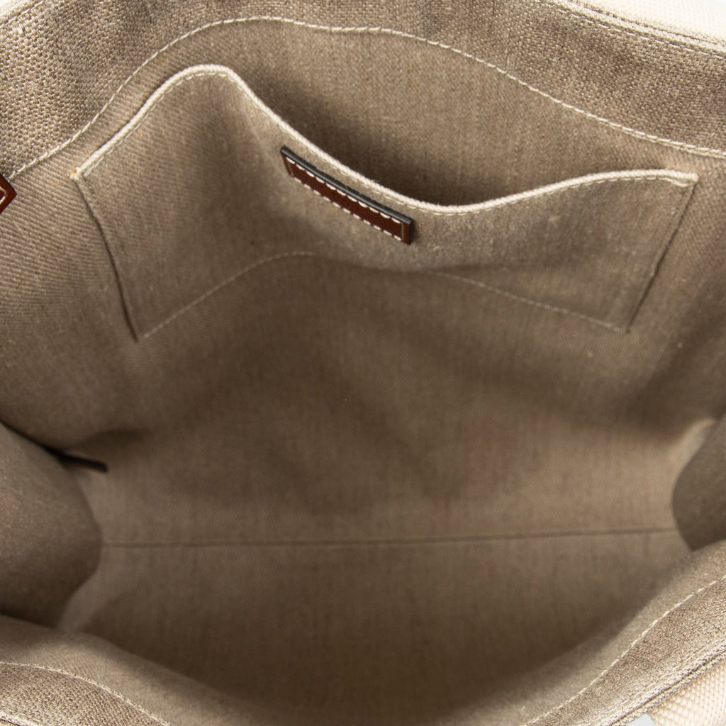 Shoulder Bag Large Woody Vertical Tote Beige Woven Canvas