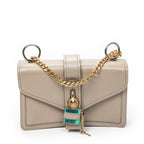 Shoulder Bag Aby Lock Chain Crossbody Taupe Goatskin Leather